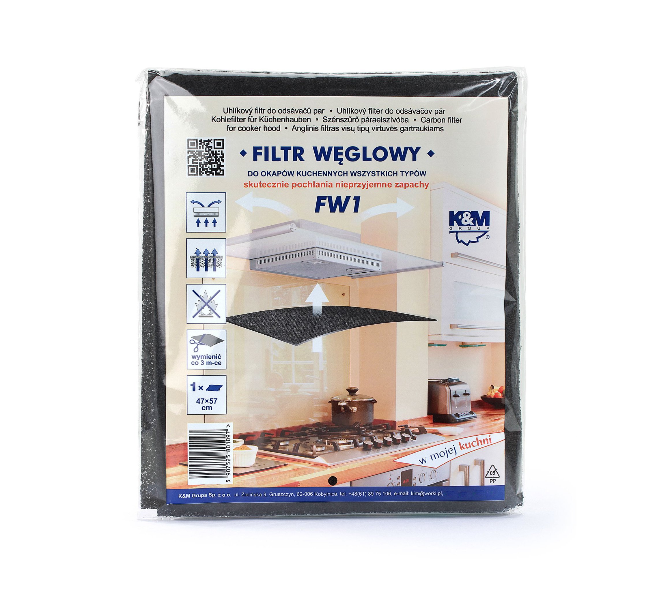 

Filtr węglowy do okapów kuchennych K&m FW1
