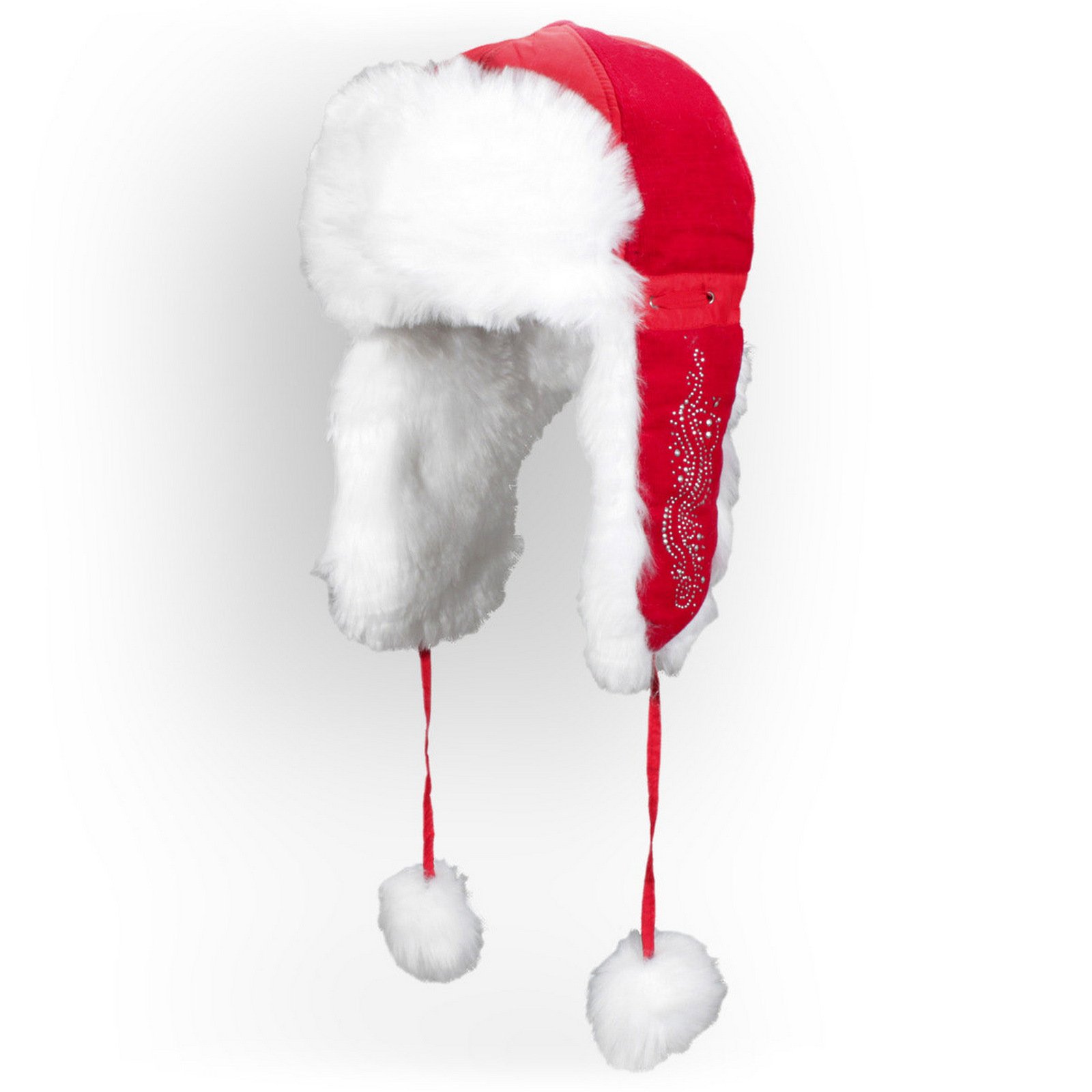 W102B CIEPŁA ZIMOWA CZAPKA USZATKA CZERWONA