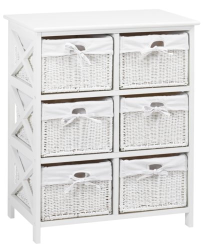 

styl ikea biała Komoda wiklinowa szafka 6 koszy