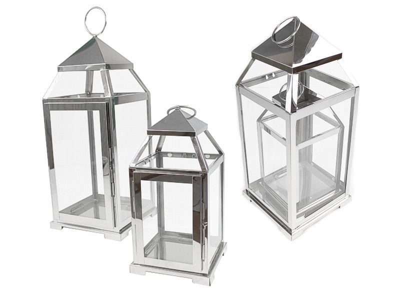 

Komplet Latarni Ogrodowych Srebrne 42+28cm (SL12)