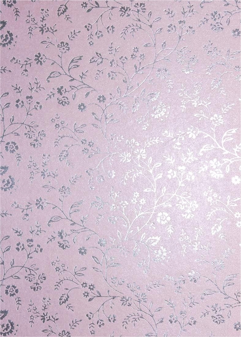 

Papier perłowy różowy kwiaty srebrne 18x25 5szt.