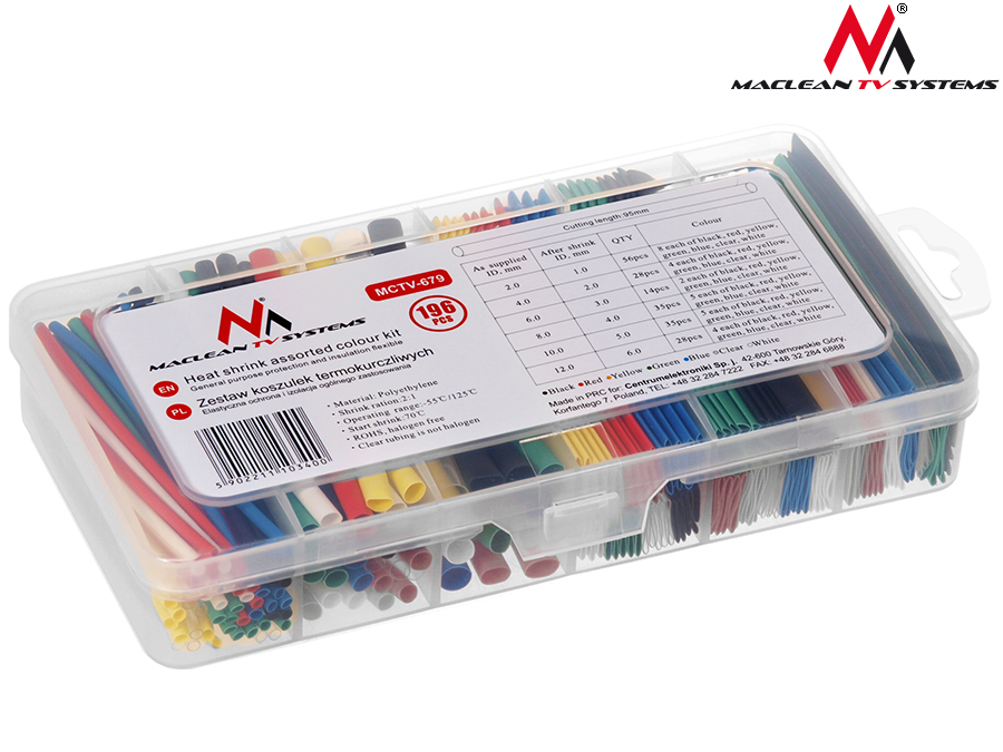 ZESTAW KOSZULEK RUREK TERMOKURCZLIWYCH 196szt 7KOL Marka Maclean