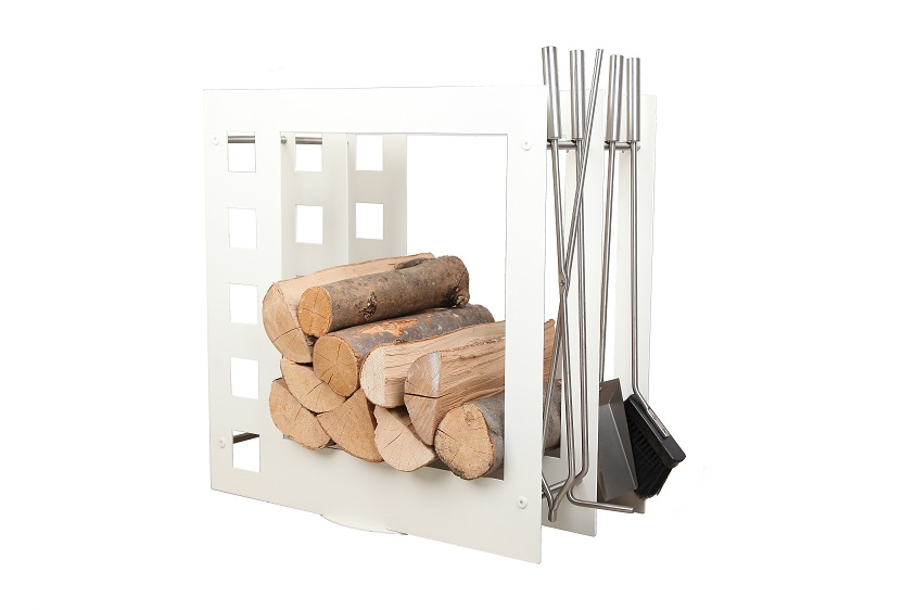 @ ZESTAW KOMINKOWY kwadrat AKCESORIA kosz drewno Marka Metal błysk