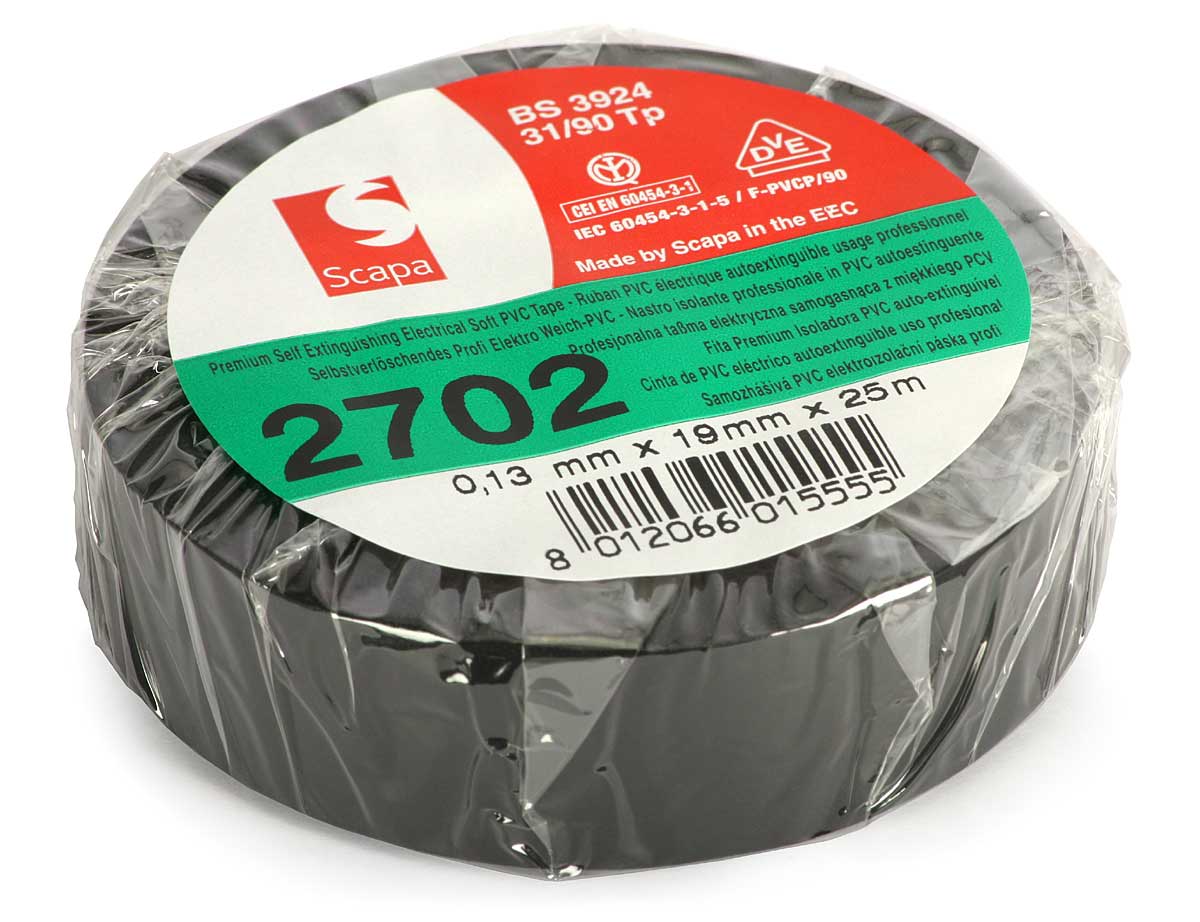 ПВХ ізоляційна стрічка SCAPA 2702 Black 25m код виробника SCAPA 2702 25M BLACK