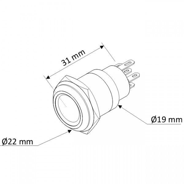 Wyłącznik wandaloodporny podświetlany Moc 120 W