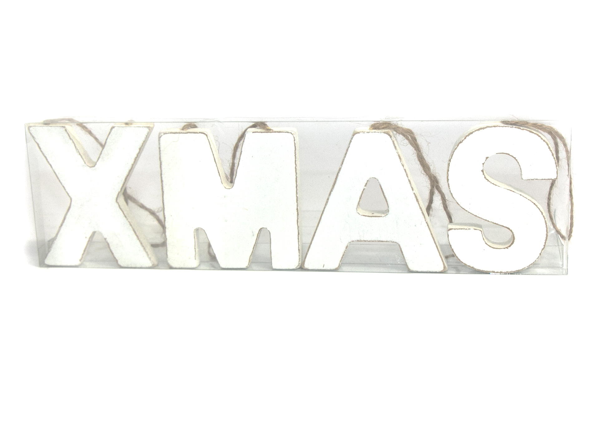 XMAS NAPIS DREWNIANE LITERKI ZAWIESZKI BIAŁE 7cm Motyw inny