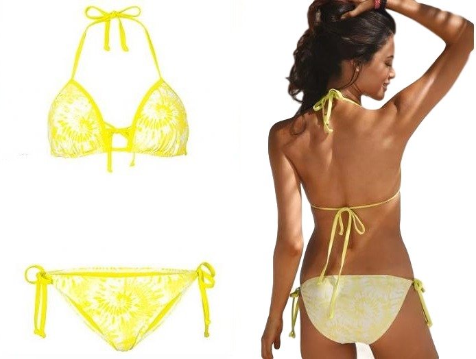 

żółty usztywniany Strój Bikini wiązany Lato M 38 B