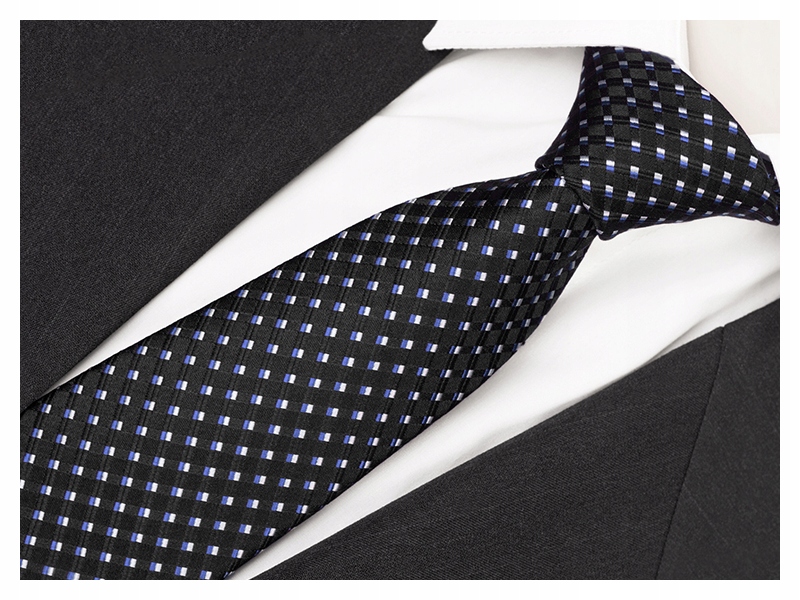 

Jedwab 100% Żakardowy Krawat Jedwabny Czarny kj49