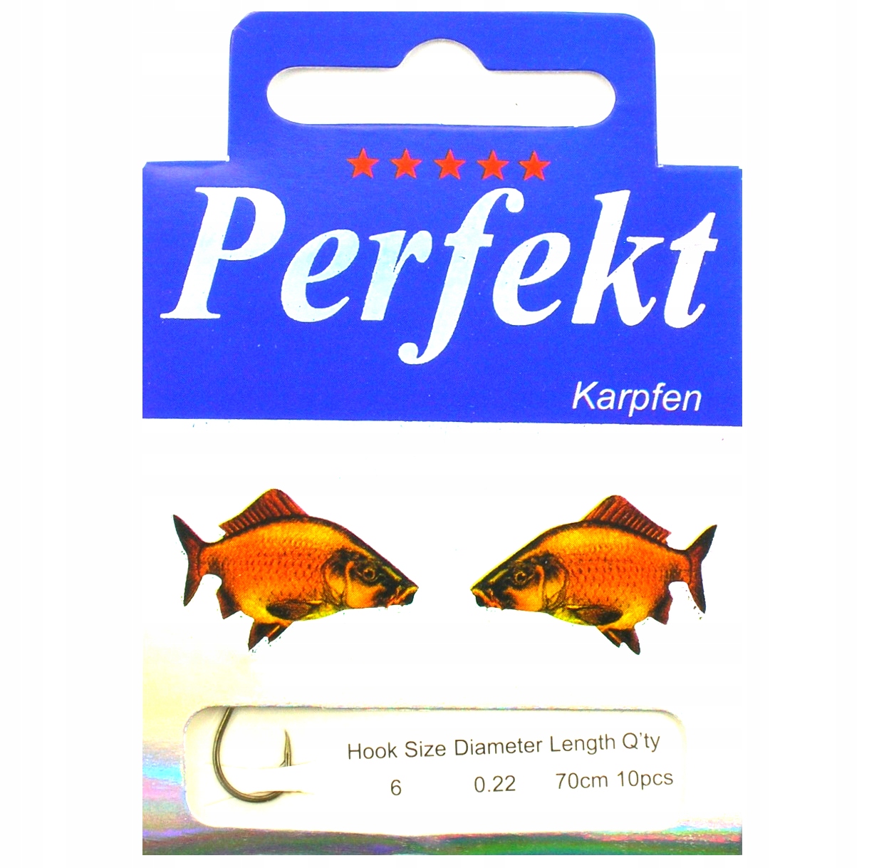 10 X HACZYK WIĄZANY KARP No.6 przyp. 0,22mm / 70cm Liczba sztuk 10 szt.
