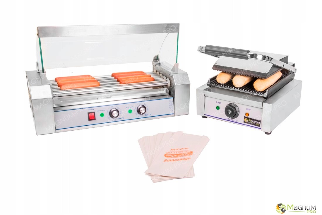 ZESTAW DO HOT-DOGÓW PODGRZEWACZ + GRILL + TOREBKI! Marka Royal Catering