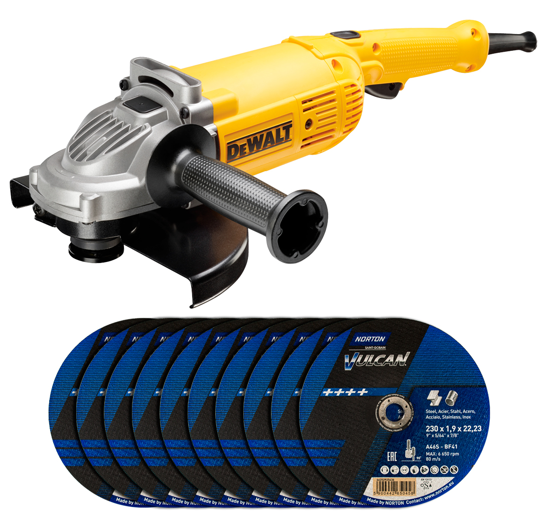 DWE492S DeWALT szlifierka 230mm 2200W+10szt Norton