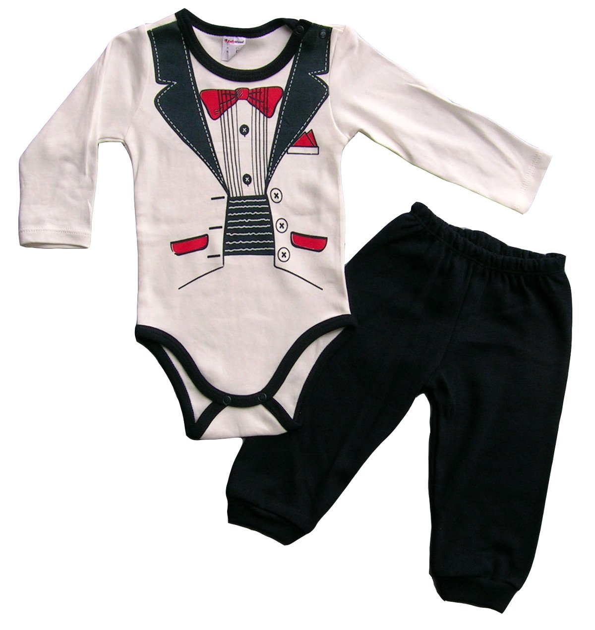 

komplet Garniturek body spodnie Muszka chrzest 62