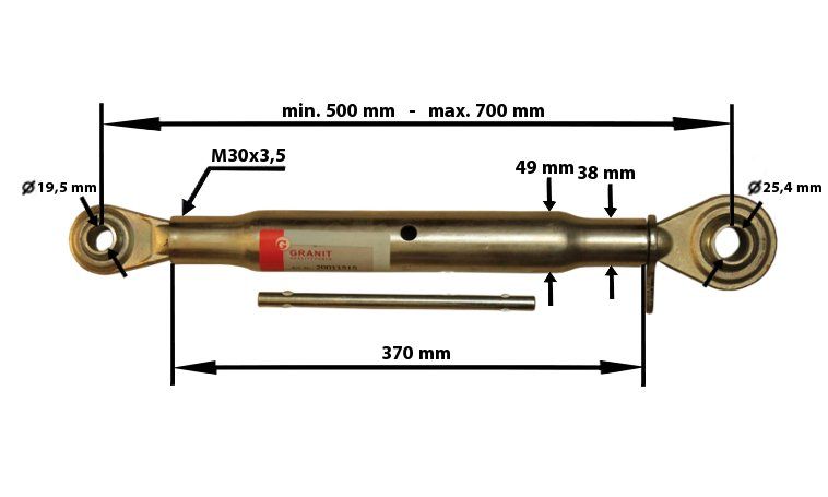 20011515 - Центральный верхний соединитель 500-700 мм M30X3. 5 KAT. 1-2