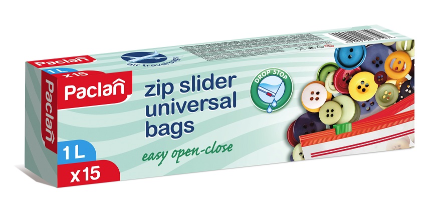 Пакеты для заморозки пищевых продуктов с ползунком 1Л 15pcs. PACLAN
