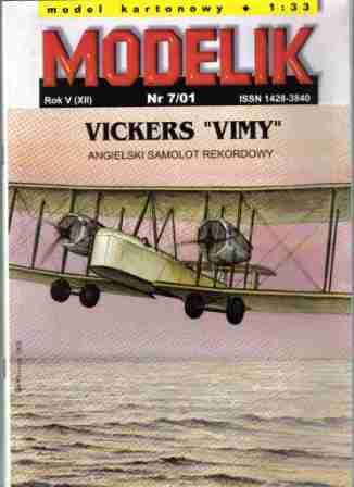 Modelik nr 7/01 Vickers Vimy (wersja atlantycka)