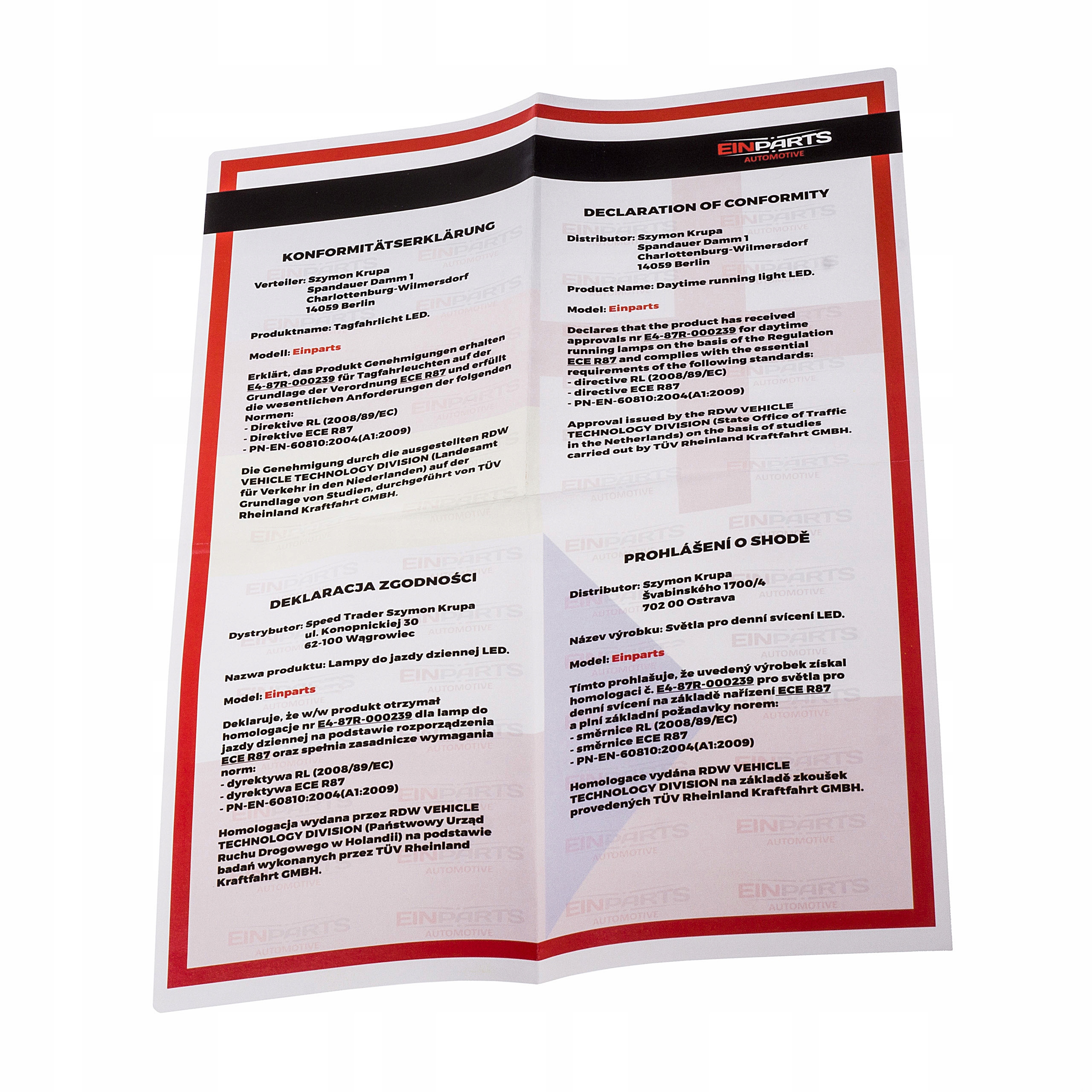 DRL EINPARTS OSRAM LED 1200lumen LAMPY DZIENNE Power 12 W