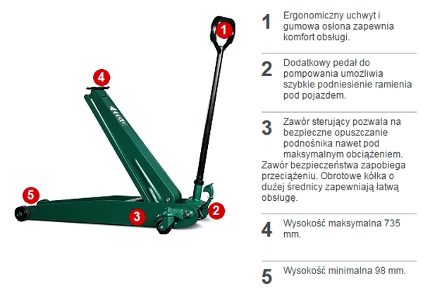 Podnośnik wysok. podnoszenia COMPAC 2T-HC - 2 tony Udźwig 2000 kg
