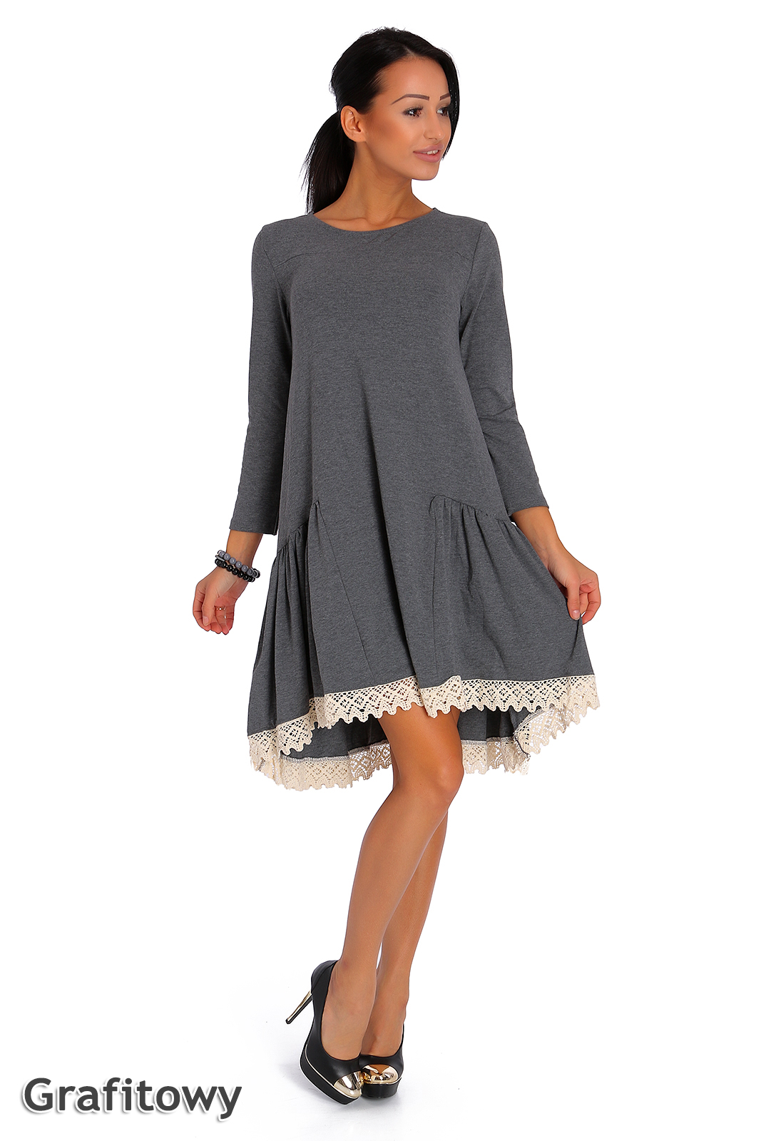 

540__roz.M/L__ Sukienka Szydełkowe Wykończenie
