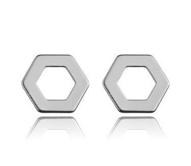 

Kolczyki sztyfty Celebrytki sześciokąty srebro 925