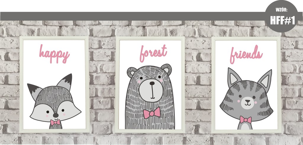 ZESTAW 3 OBRAZKÓW dla DZIECI plakaty A4 + RAMKI ! Bohater Inny