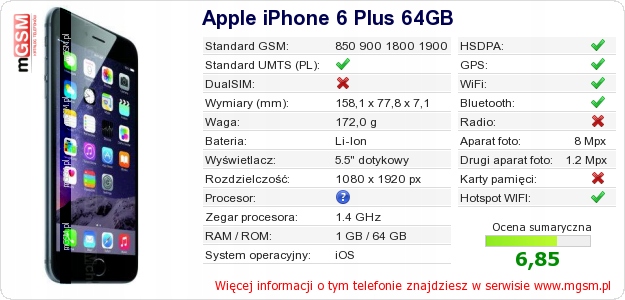 IPHONE 6 PLUS 64GB Gold ширина продукта 77.8 mm