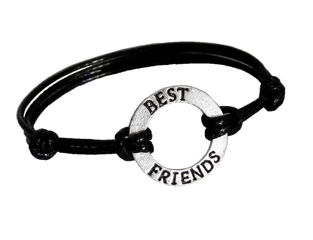 

Czarna Bransoletka Przyjaźni Best Friends Srebrna