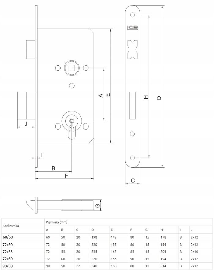 ZAMEK WPUSZCZANY DO DRZWI LOB 72/50 WKŁADKA NA WKŁADKĘ Z75 Kod producenta werc14cacda