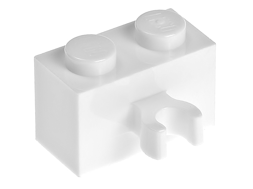 

Lego Klocek z zaczepem klip 1x2 30237b biały 2 szt