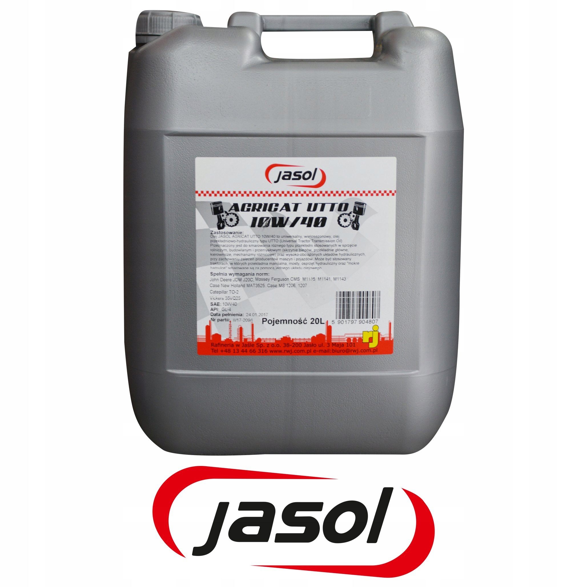 Olej do New Holland MAT3525 MAT3526 UTTO 10W40 20L Producent Jasol