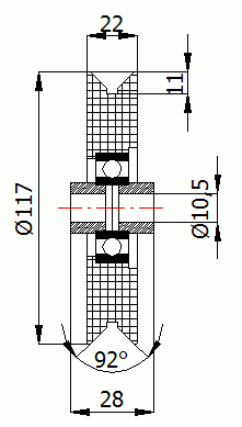 ROLKA BRAMOWA NA KĄTOWNIK FI 117 DO BRAMY Marka bez marki