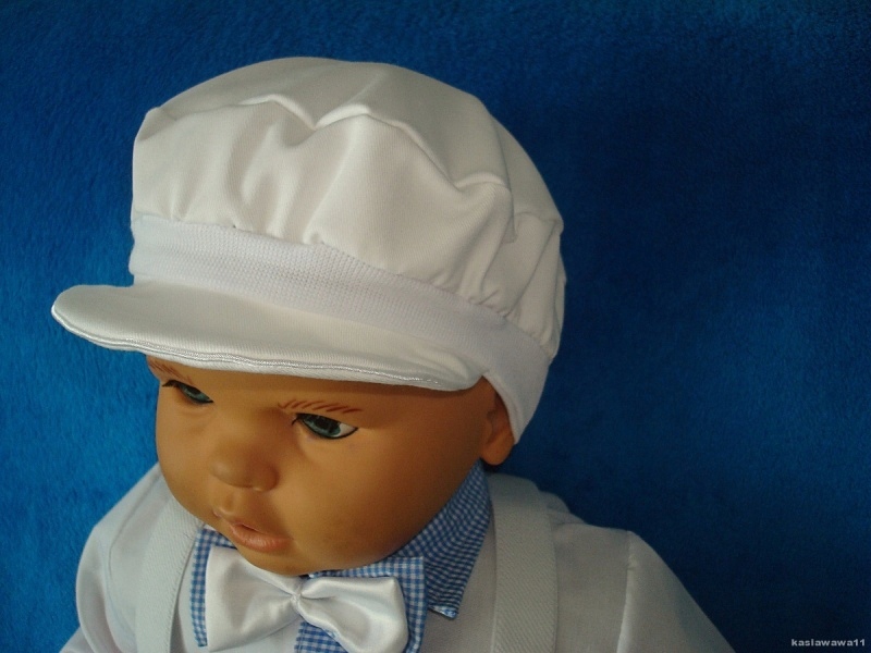 kaszkiet do chrztu czapka z daszkiem ELEGANT 80 Rozmiar 80-86 cm