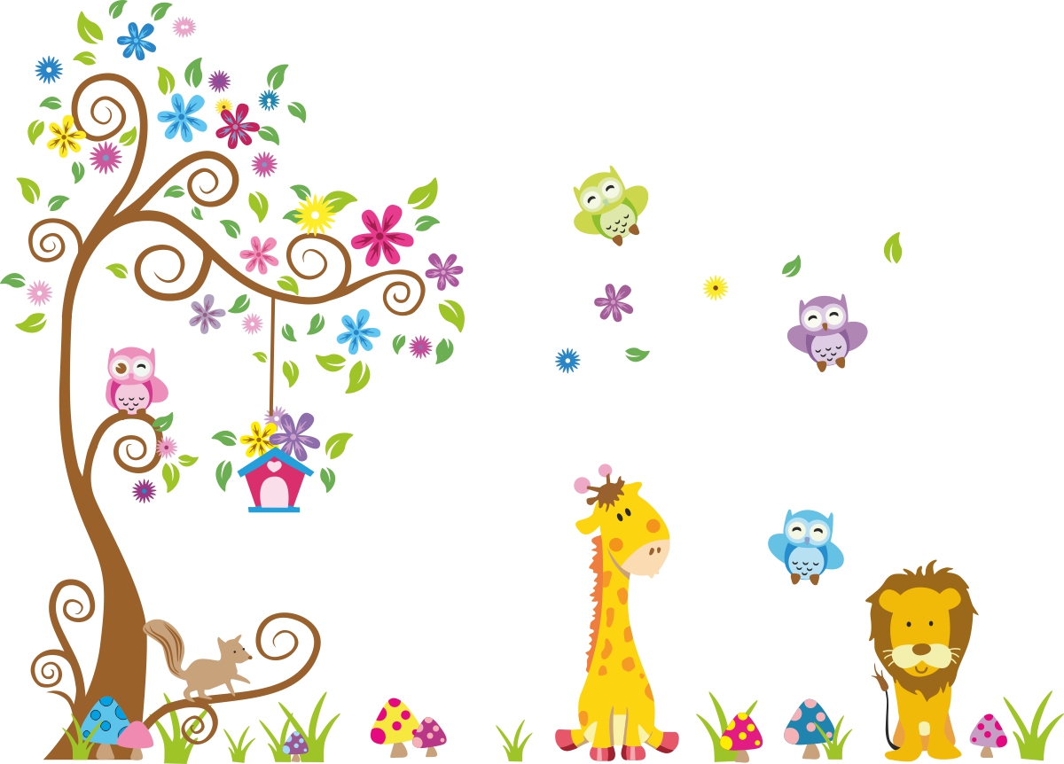 Наклейки на стены сова дерево 200см/160m