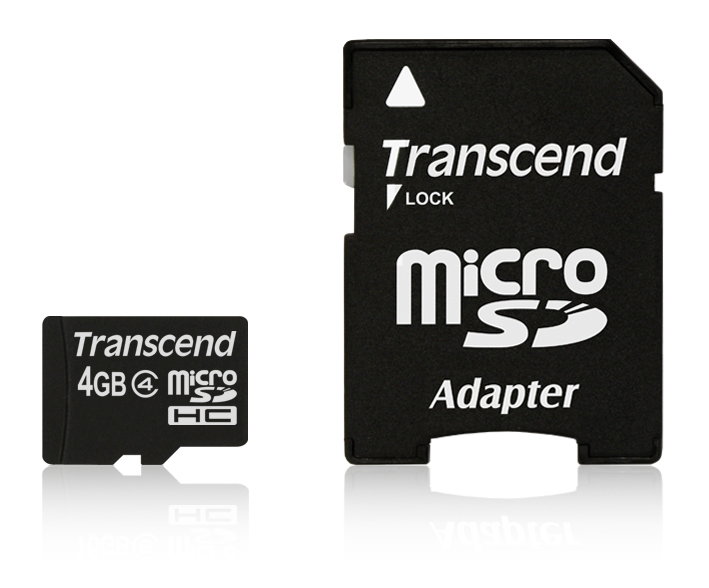 

Transcend 4 Gb micro Sd microSD Sdhc Class 4 +a Sd