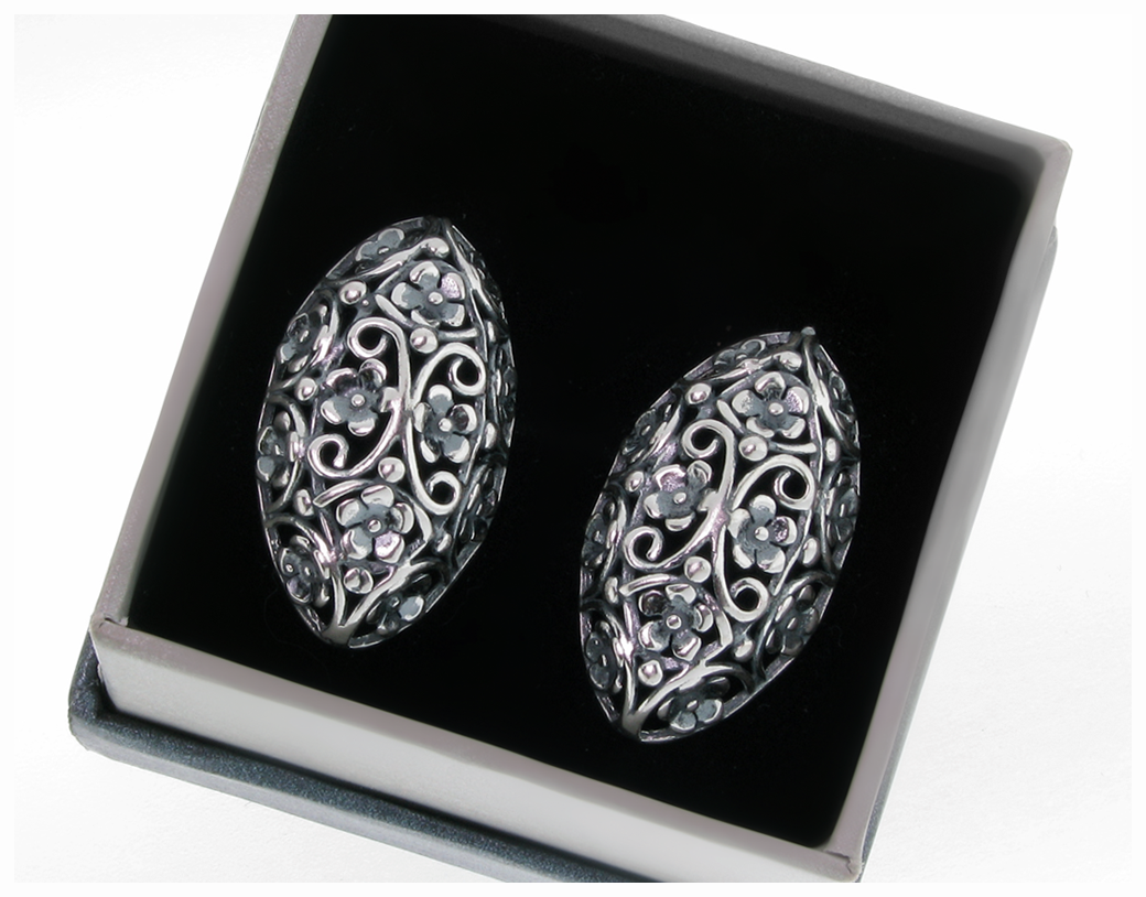 

Srebrne Kolczyki Ażurowe Kwiaty Sztyft Srebro 925