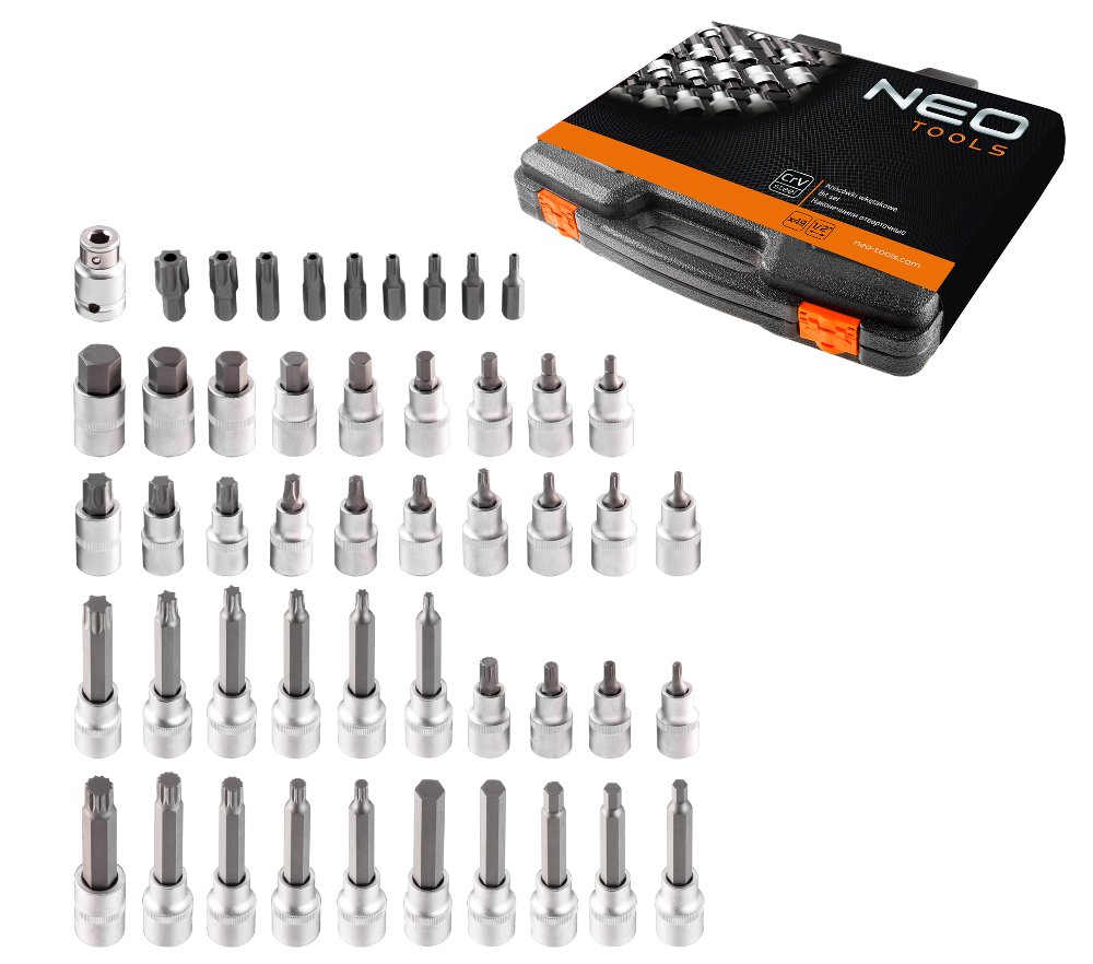 НАБІР ТОРЦЕВИХ ГОЛОВОК TORX HEX 49 ШТ. NEO 08-713