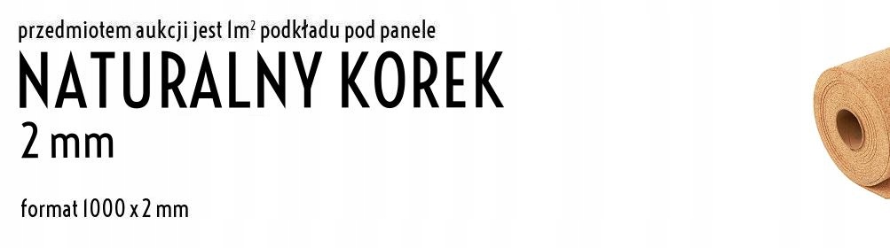 Podkład pod podłogi KOREK 2mm naturalny korek 2 mm Długość 100 cm
