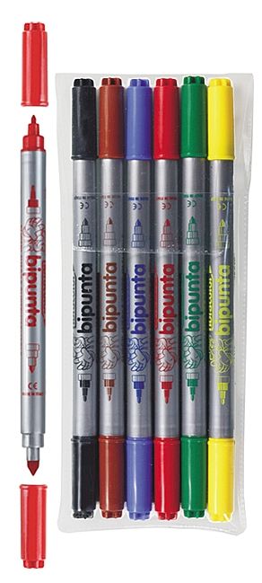 

Flamastry Pisaki Dwustronne Fibracolor 6 kol
