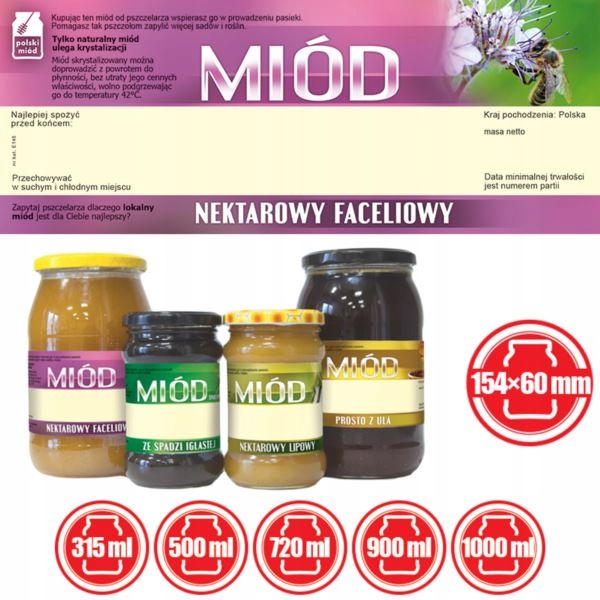 

Etykiety na Miód Faceliowy (100szt) wzór E145