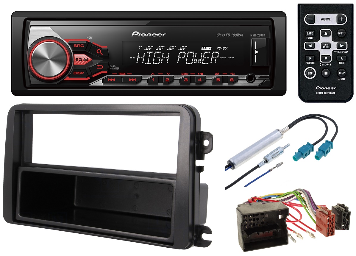 Pioneer MVH-280FD Autorádio 4x100W Vw Golf 5 Passat B6 Škoda Fabia