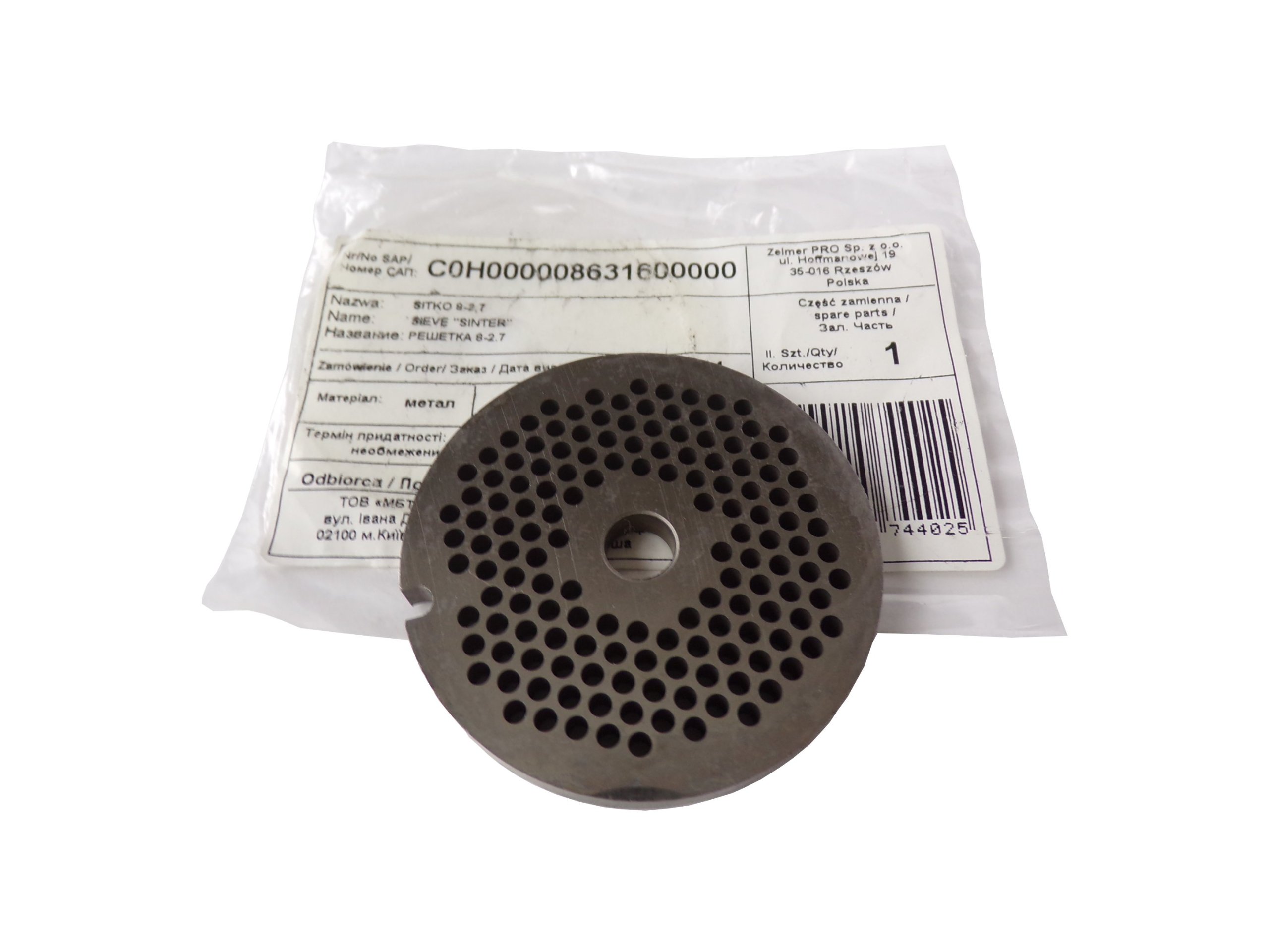 

Sitko maszynki Zelmer Nr 8 -2,7MM Oryginał 86.3160