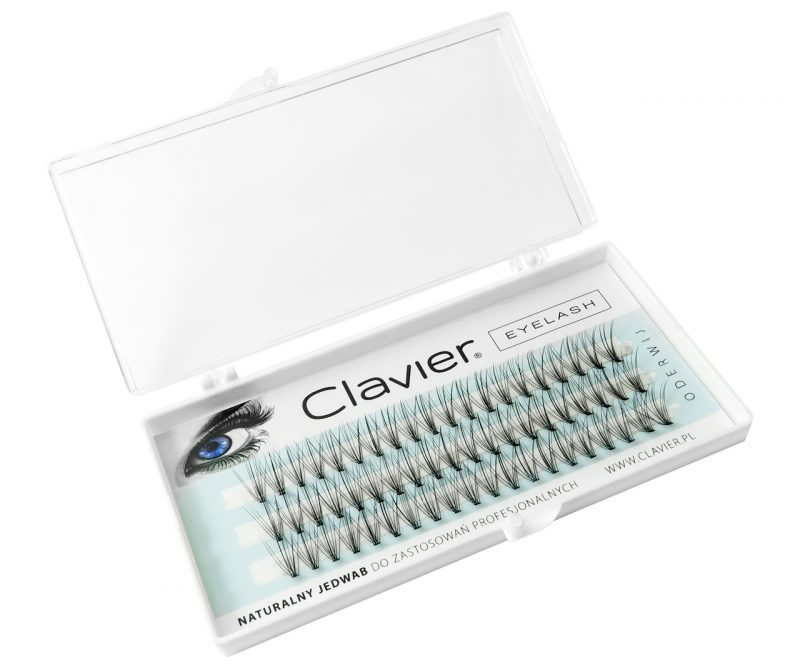 Kępki CLAVIER Rzęsy Jedwabne Naturalne Gęste 9 mm Kolor czarny