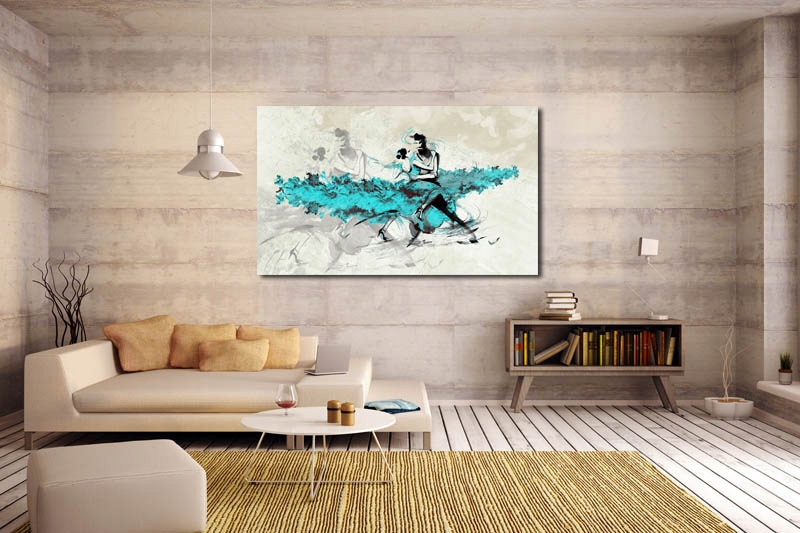 obraz TANCERZE turkusowy -na płótnie tango taniec Marka AleObrazy