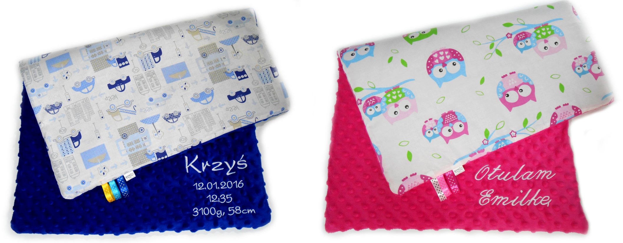 Kocyk MINKY z IMIENIEM HAFT 50x75 - wózka kołderka Bohater brak