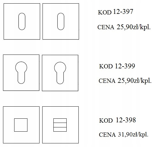 Rozeta wkładka kwadratowa chrom/ grafit Roothkin Kolor inny kolor