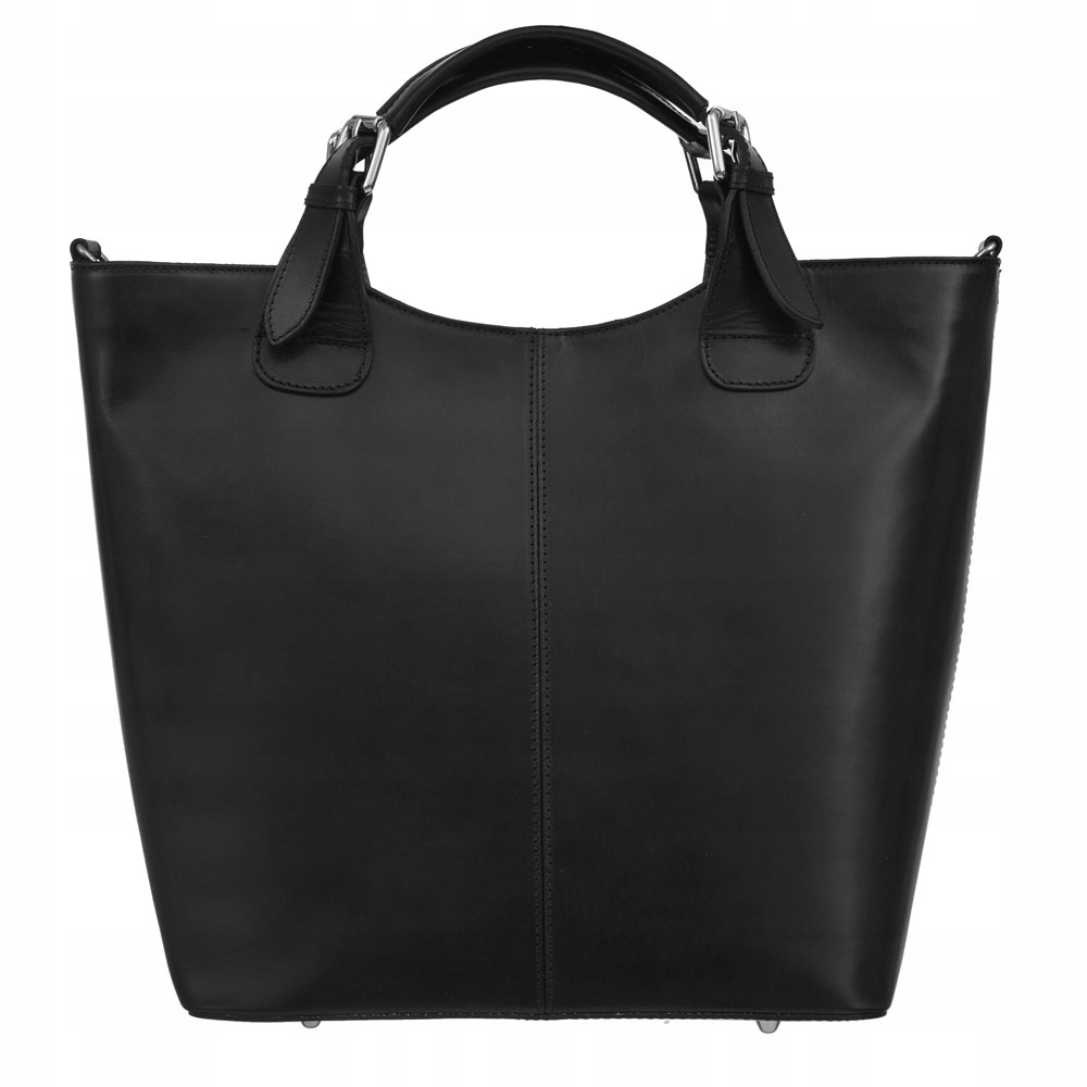 

Czarna włoska skórzana torebka shopper bag A4 XL