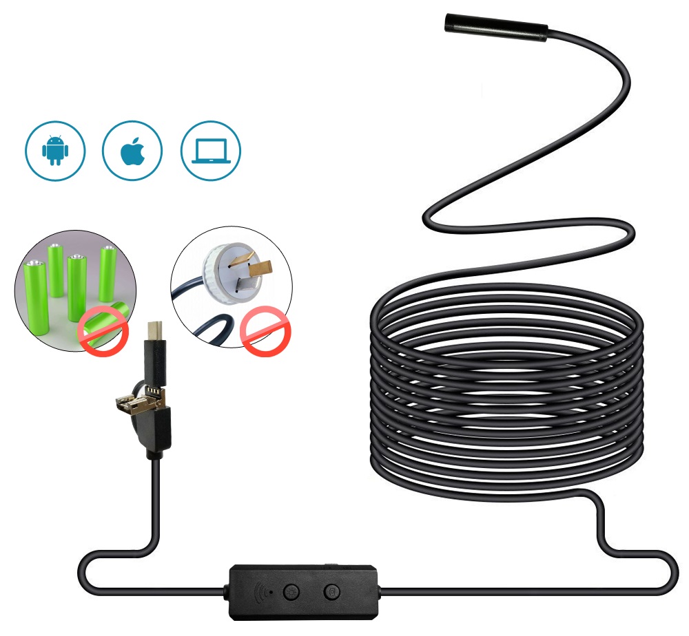 KAMERA INSPEKCYJNA WIFI i USB ENDOSKOP HD 8mm HIT! Model Inna