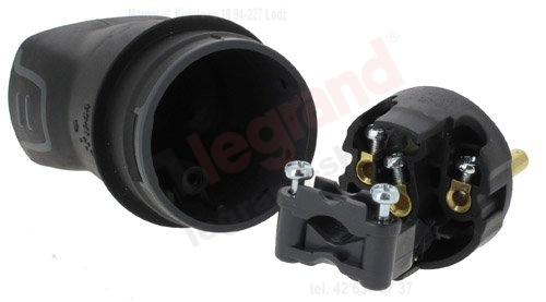 LEGRAND WTYCZKA 2P+Z CZARNA GUMOWA IP44 Marka Legrand