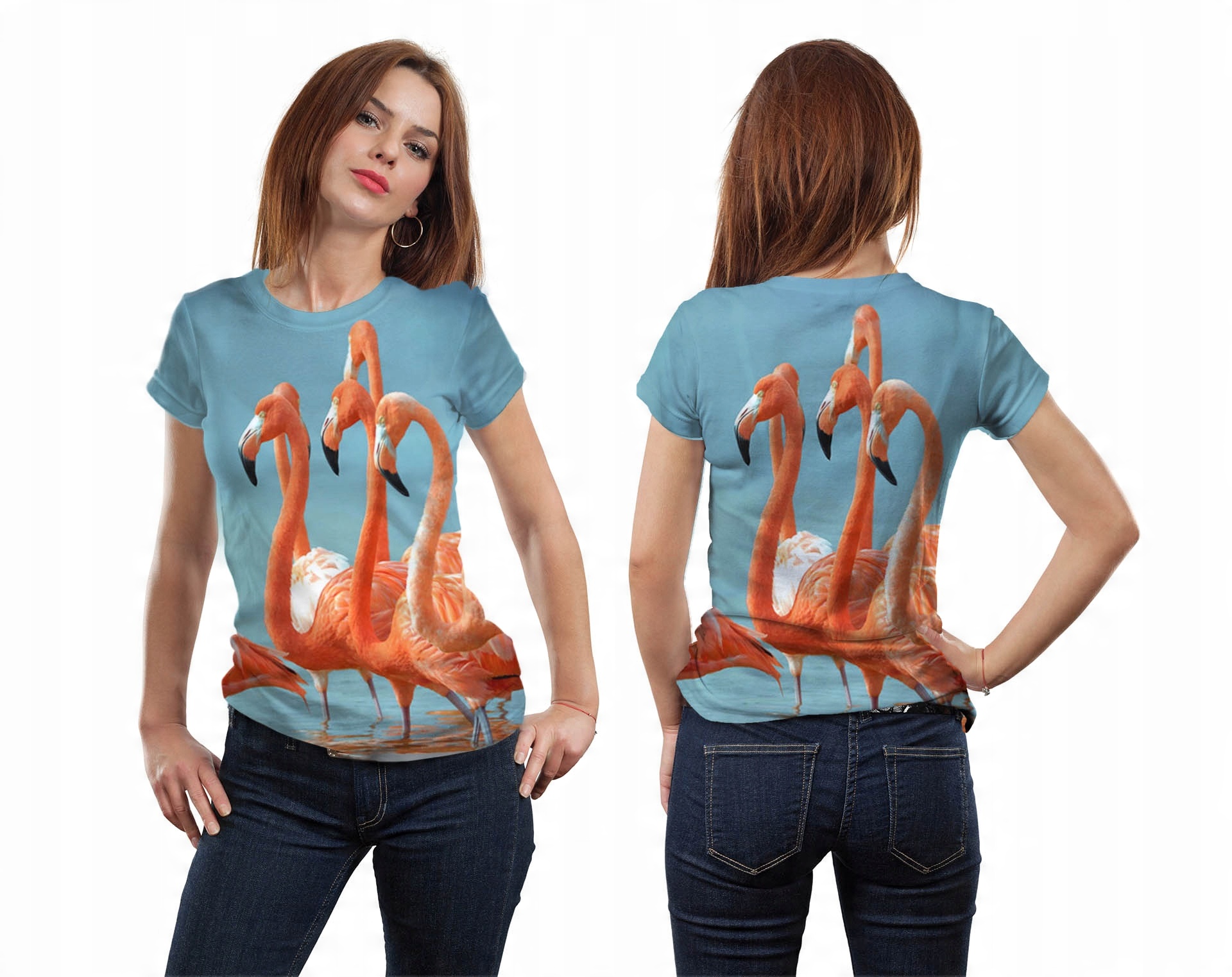

Koszulka Fullprint T-shirt Flamingi L Grafika 3D