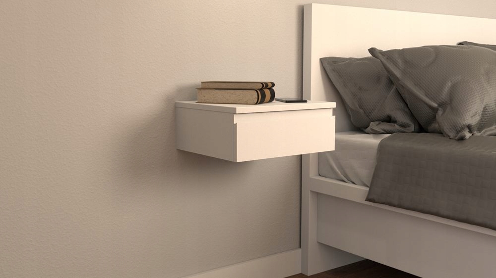 Stolik Szafka Nocna Biała wisząca nadchwyt 35 cm Głębokość mebla 35 cm