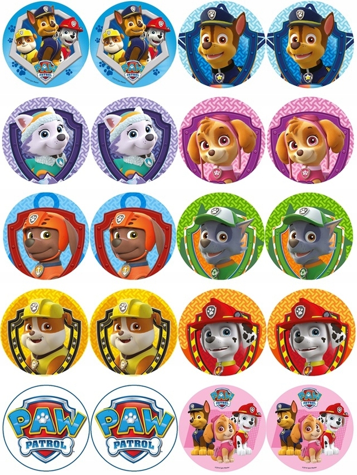 OPŁATKI NA MUFFINKI BABECZKI PSI PATROL 20 SZTUK DO WYCIĘCIA